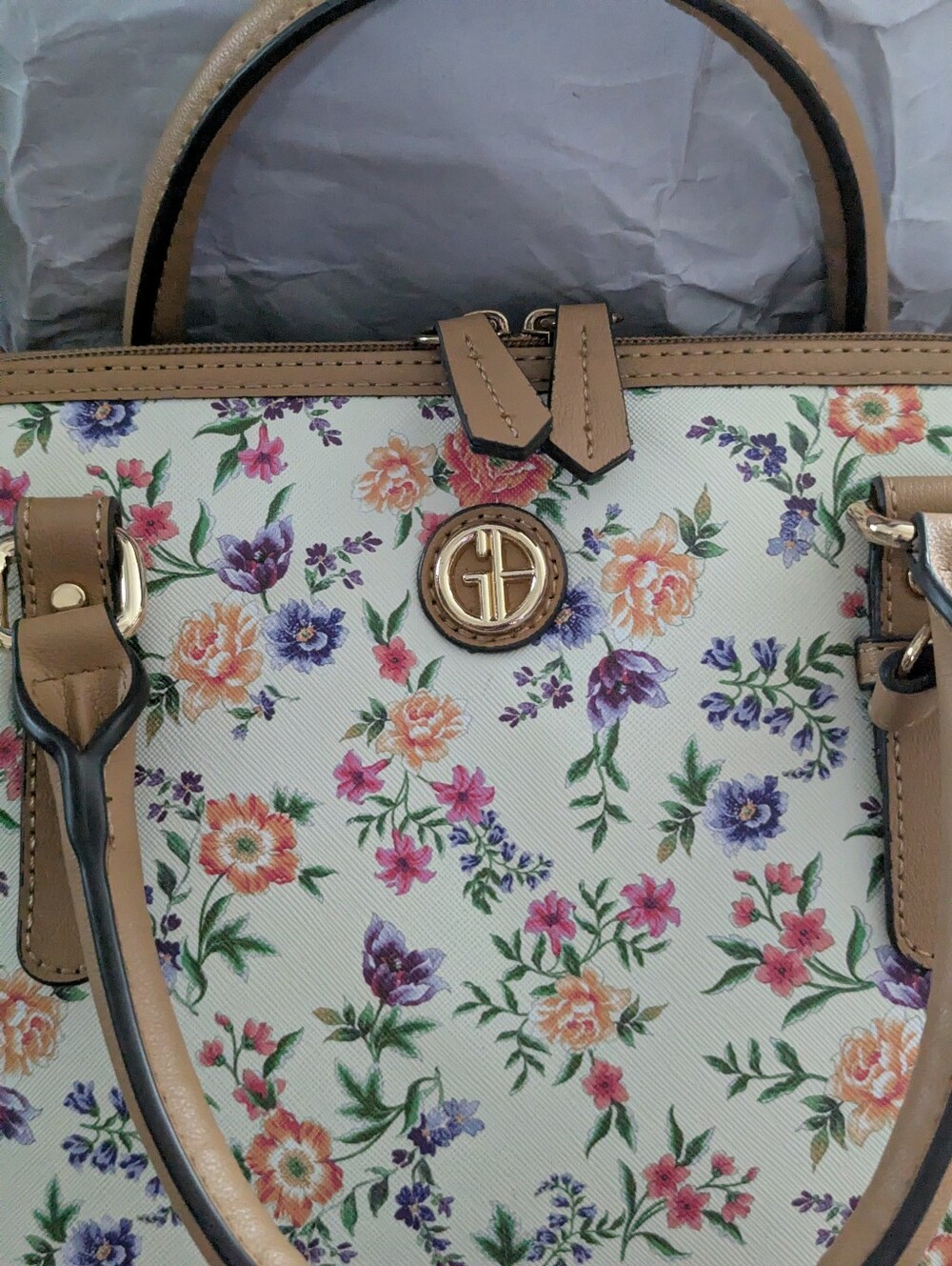 Crossbody Dome Satchel Large Floral Print - Picture 3 of 13